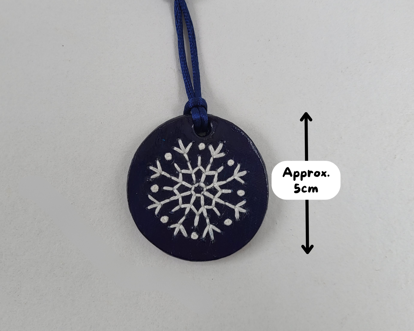 Embroidered Clay Snowflake Ornaments - Set of 3