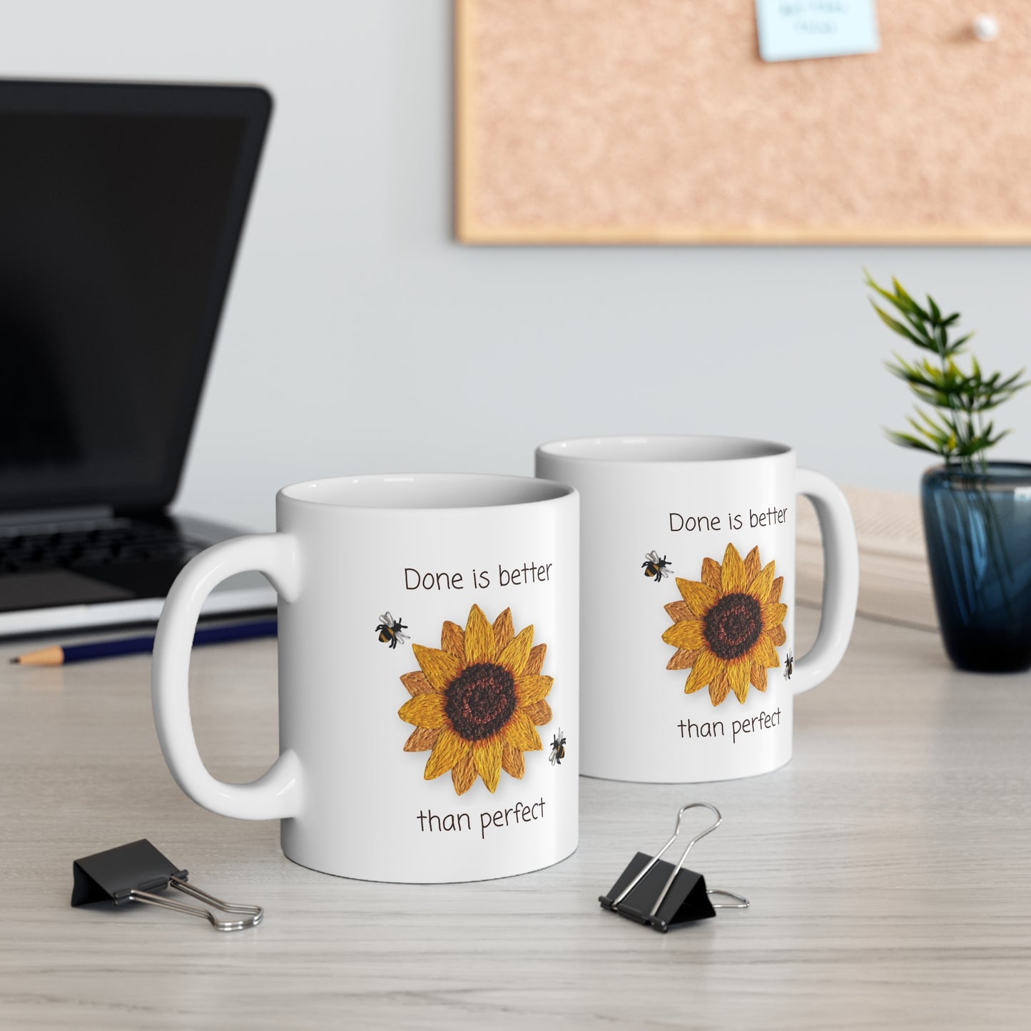 Embroidery Sunflower Mug - Done is better than perfect