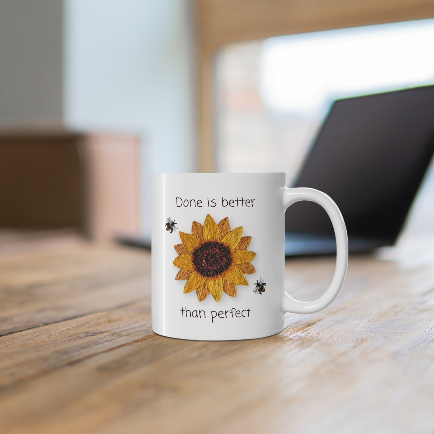 Embroidery Sunflower Mug - Done is better than perfect