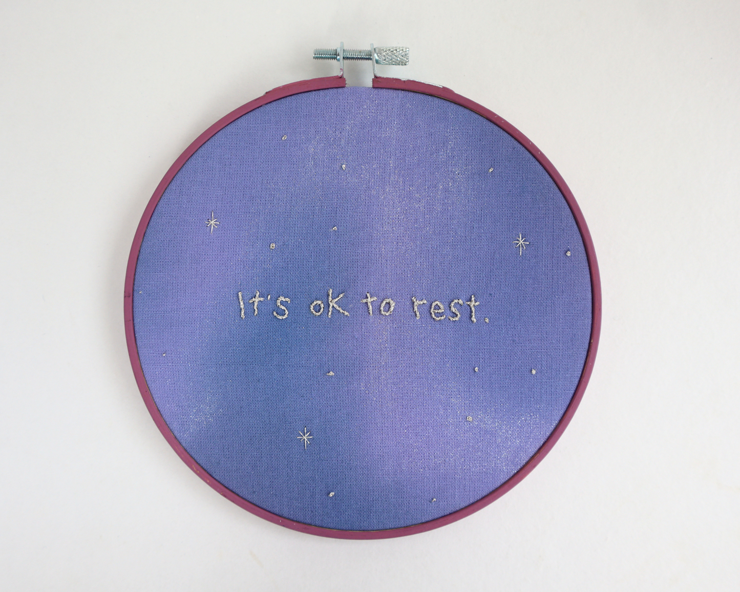 It's OK To Rest embroidered hoop art