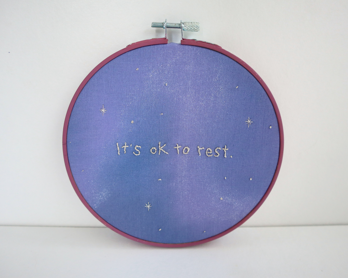 It's OK To Rest embroidered hoop art