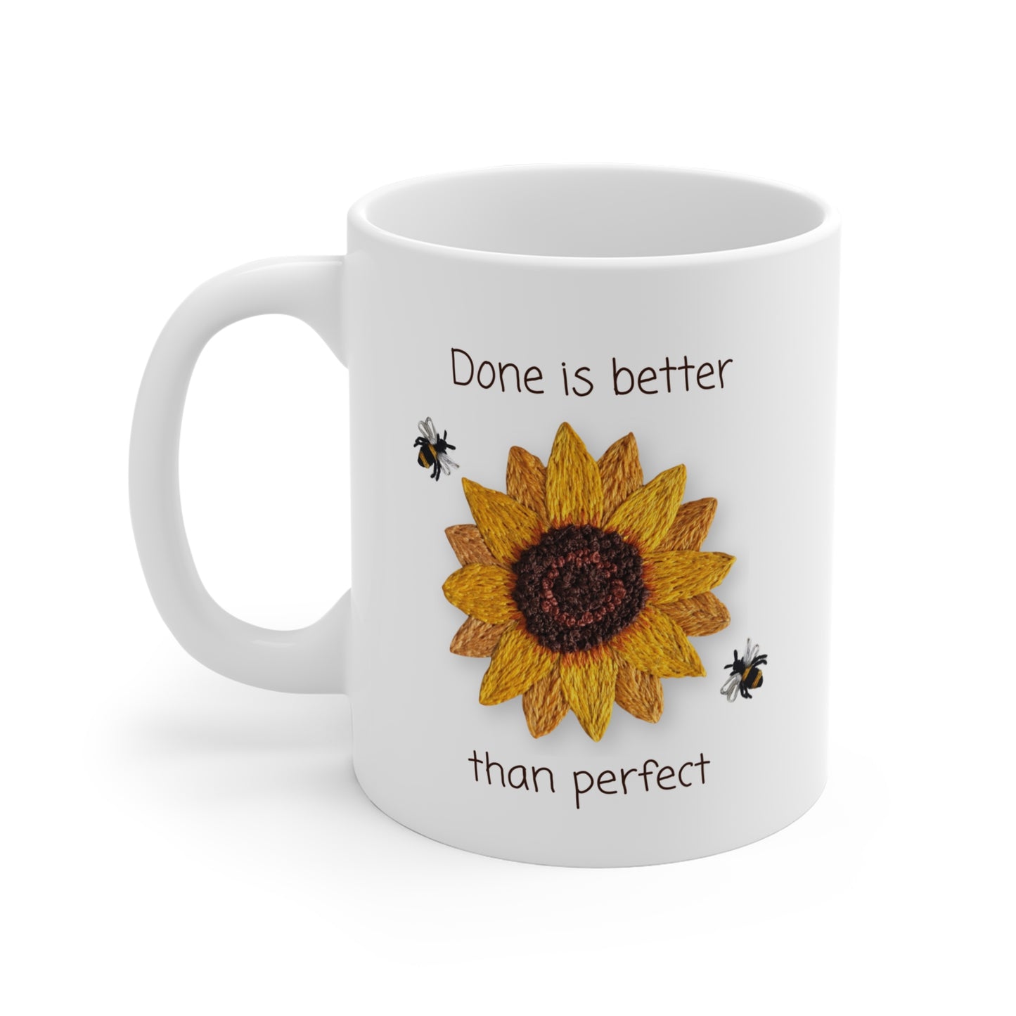 Embroidery Sunflower Mug - Done is better than perfect