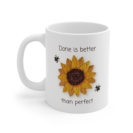 Embroidery Sunflower Mug - Done is better than perfect