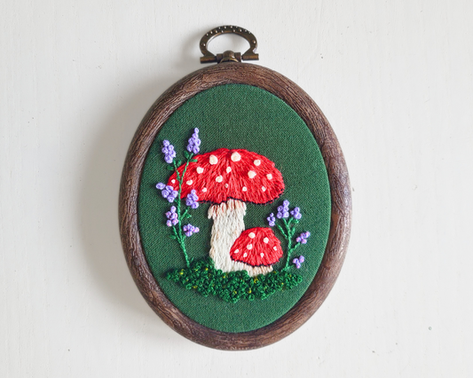 Autumn Mushroom Hoop Art