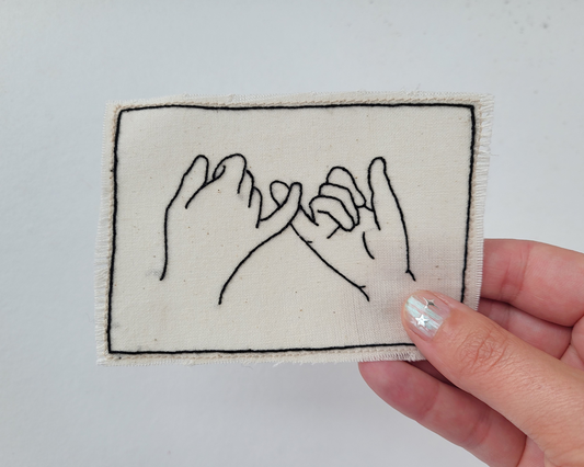 Hand embroidered patch - Pinky Promise (Large)