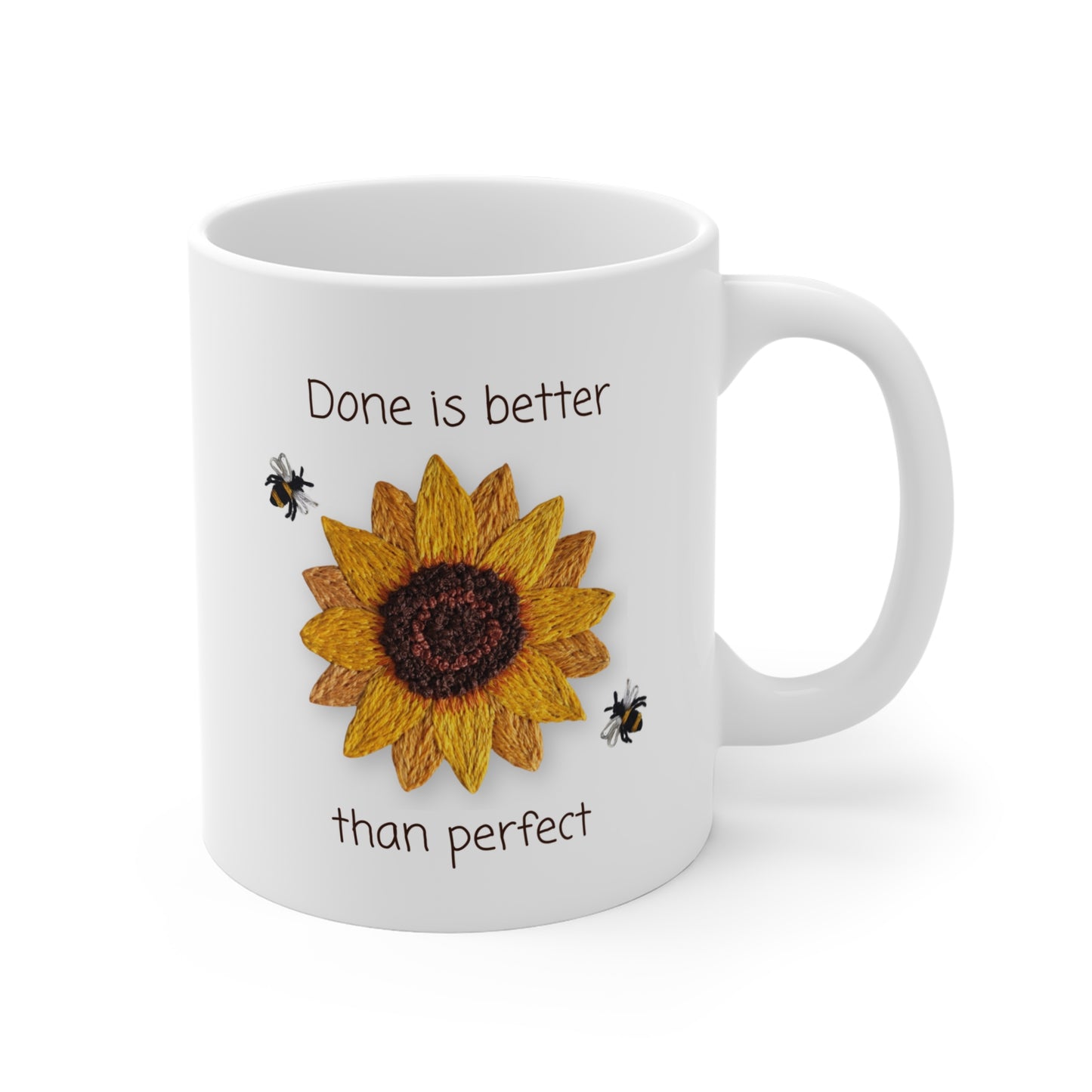 Embroidery Sunflower Mug - Done is better than perfect