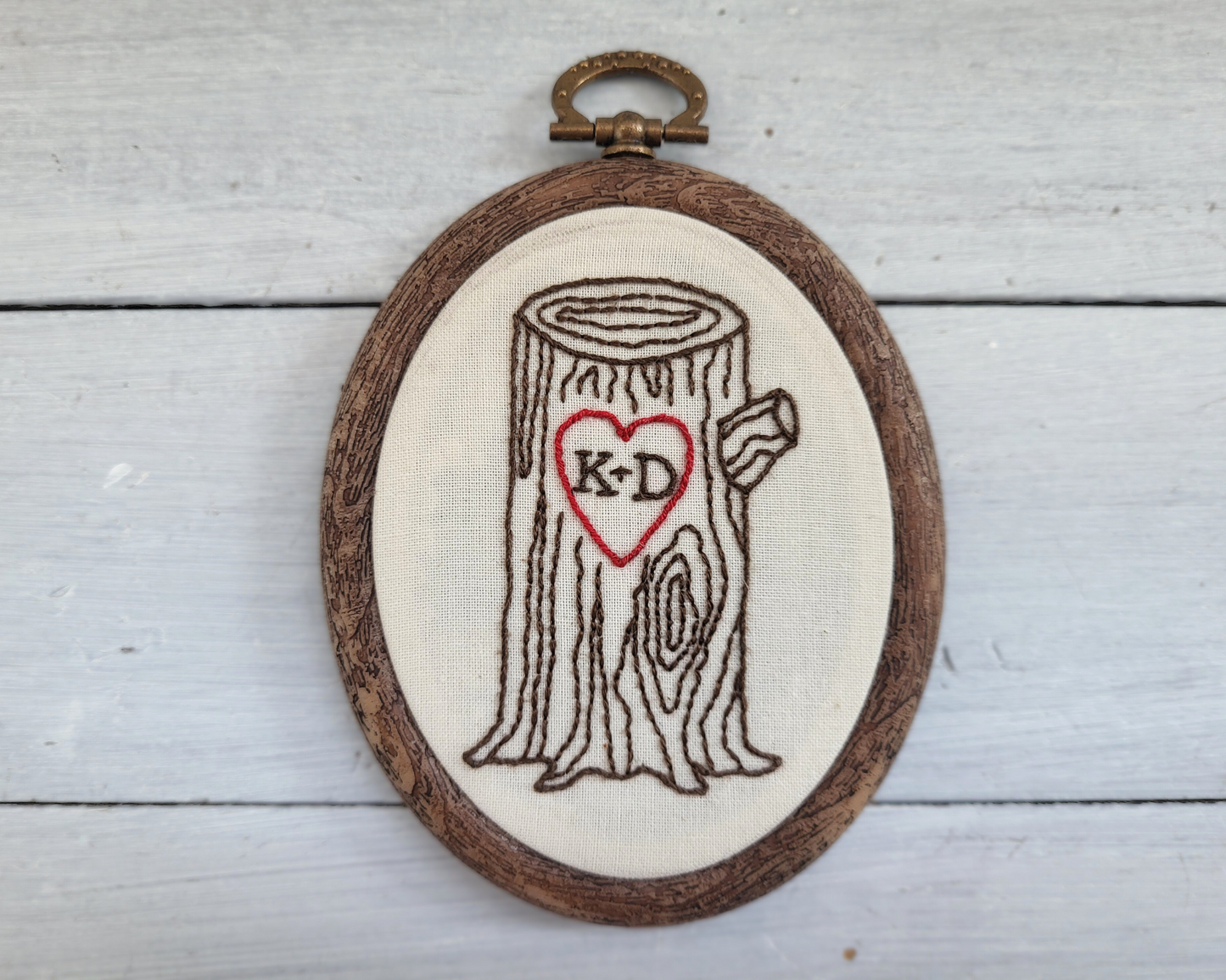 Personalised 'Carved Tree Trunk' Hoop Art